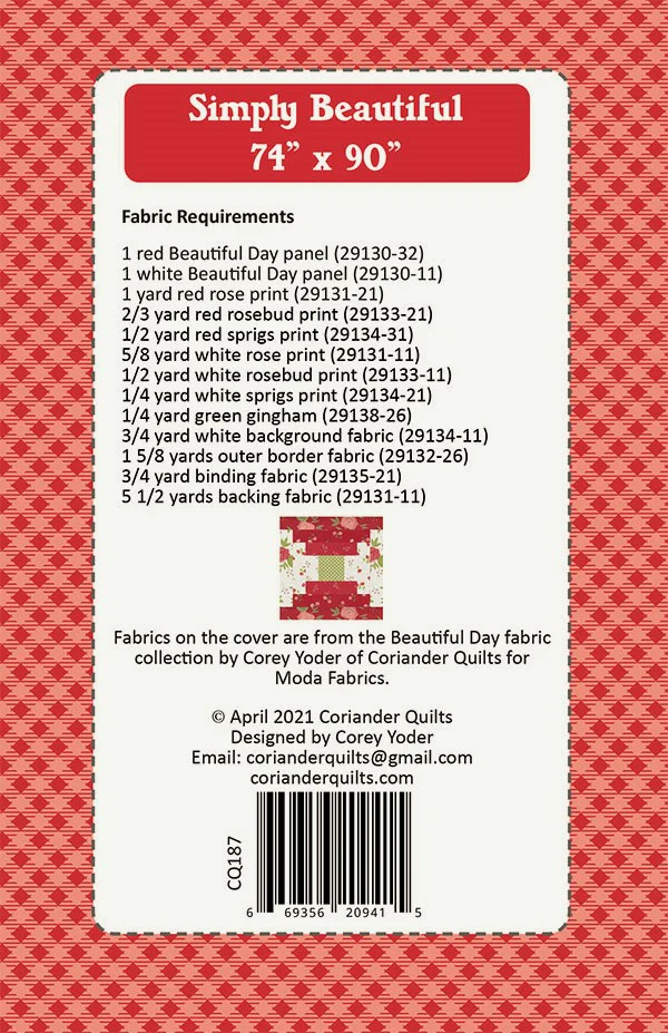 SIMPLY BEAUTIFUL - Coriander Quilts Pattern #187 - Image 2