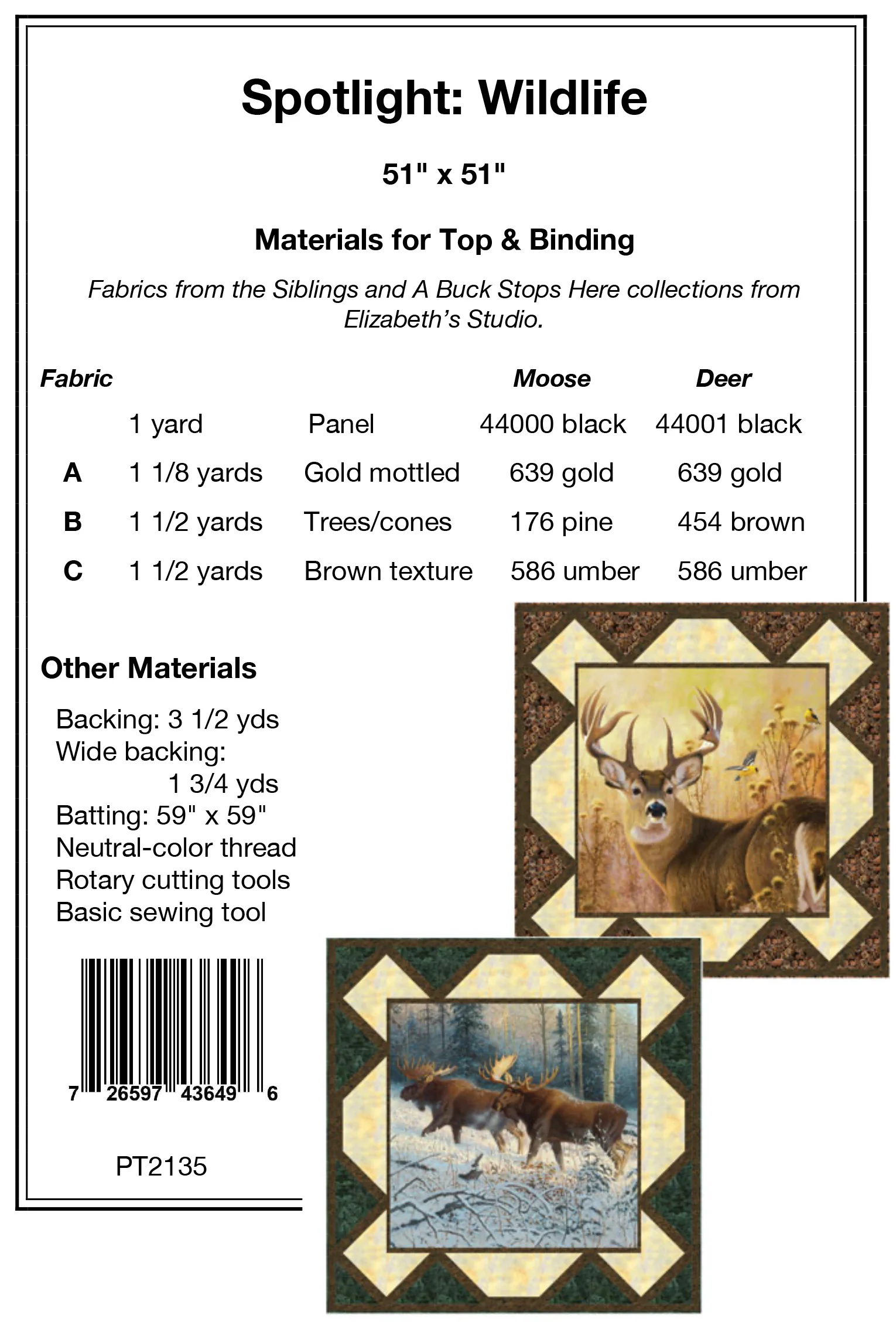 SPOTLIGHT: WILDLIFE - Pine Tree Country Quilts Pattern - DIGITAL DOWNLOAD - Image 2