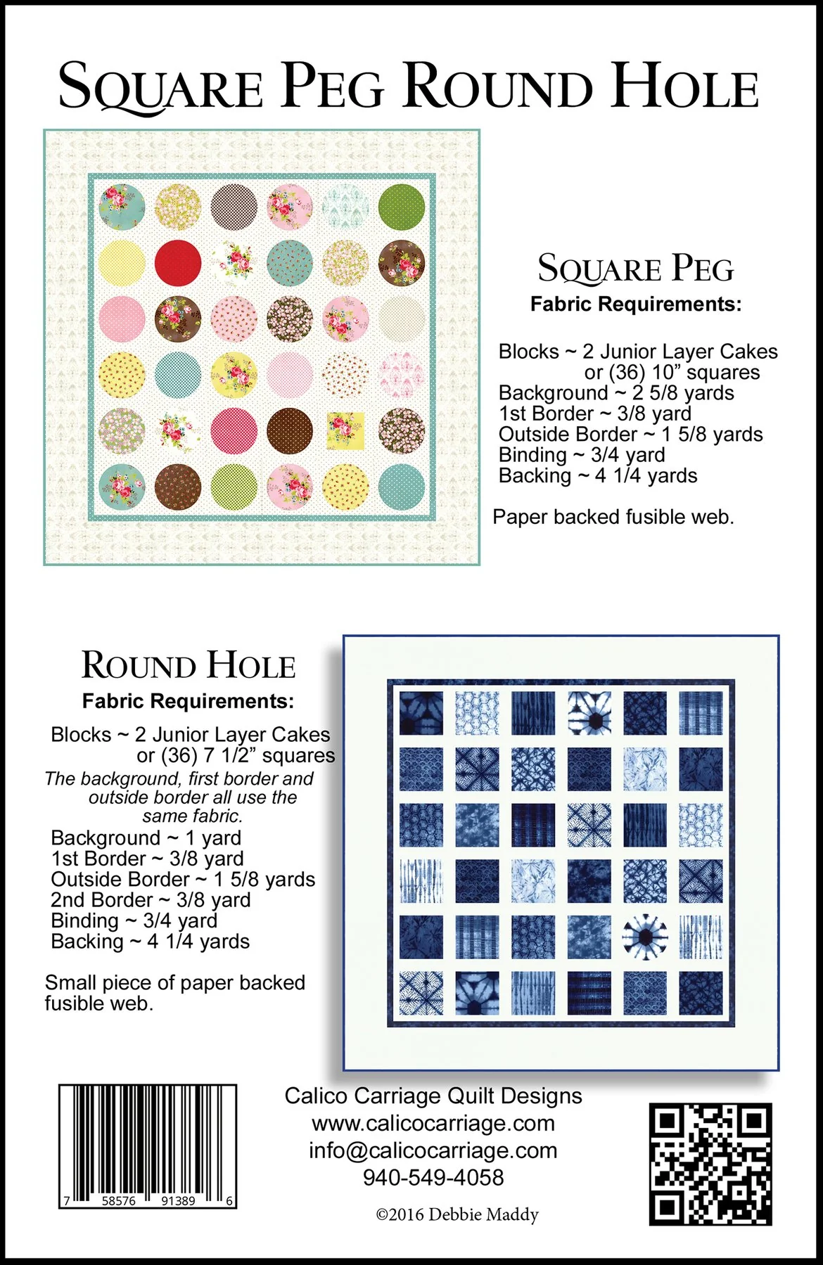 SQUARE PEG ROUND HOLE - Calico Carriage Quilt Designs Pattern CCQD162 - Image 2