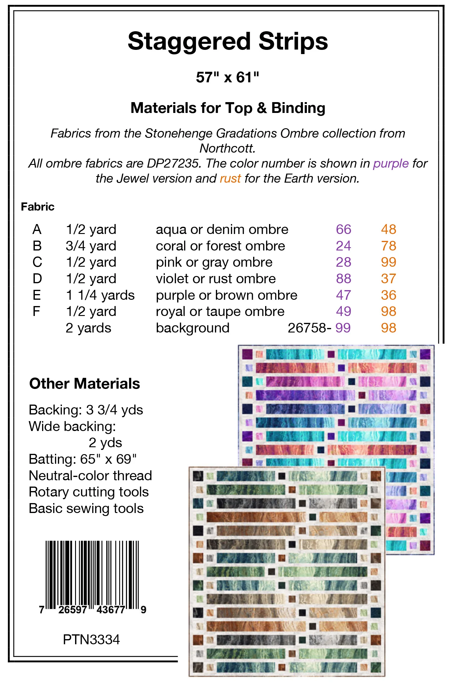 STAGGERED STRIPS - Pine Tree Country Quilts Pattern - DIGITAL DOWNLOAD - Image 2