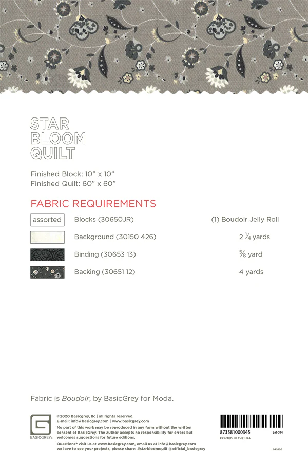 STAR BLOOM - BASICGREY Quilt Pattern 034 - DIGITAL DOWNLOAD - Image 2