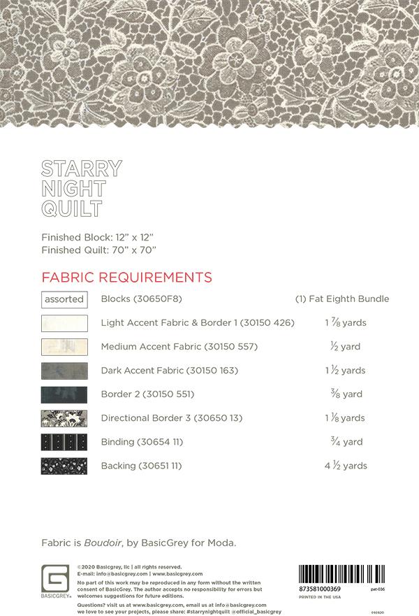 STARRY NIGHT - BASICGREY Quilt Pattern 036 DIGITAL DOWNLOAD - Image 2