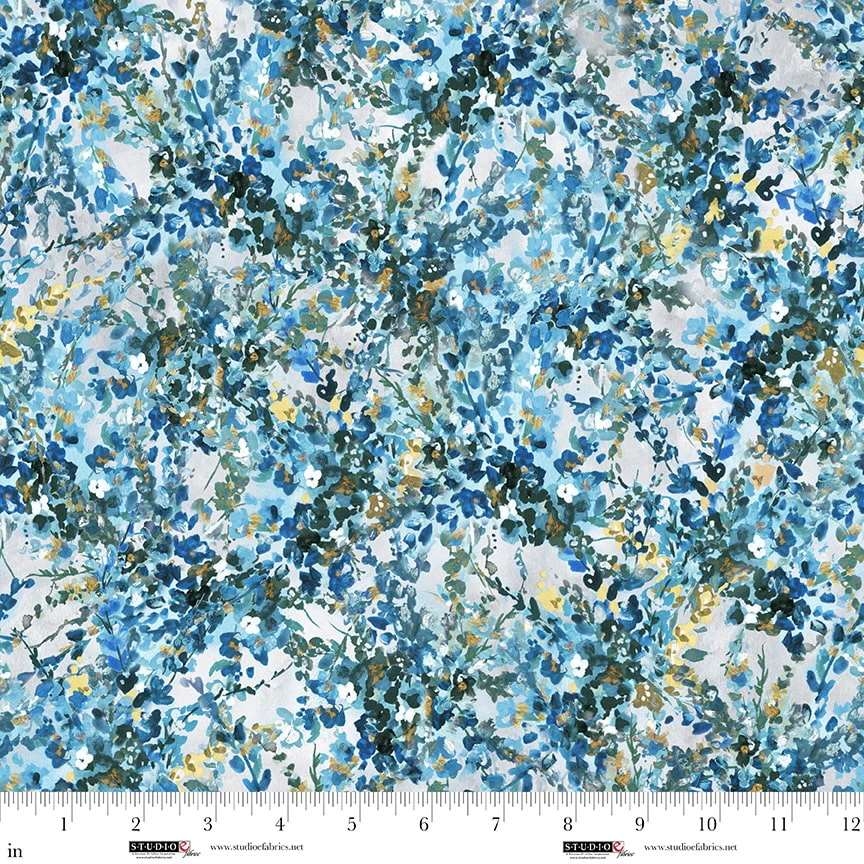 Studio E Behind Blue Eyes 8650 77 Cyan Floral Spray By The Yard