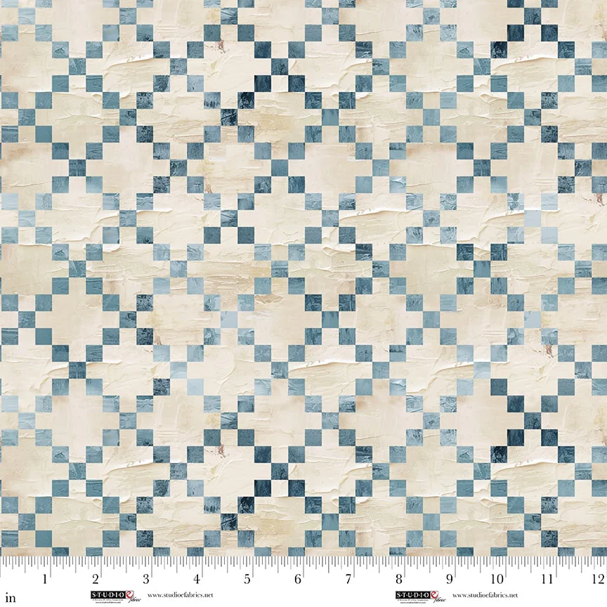 Studio E Behind Blue Eyes 8653 14 Cream Plaster 9-Patch By The Yard