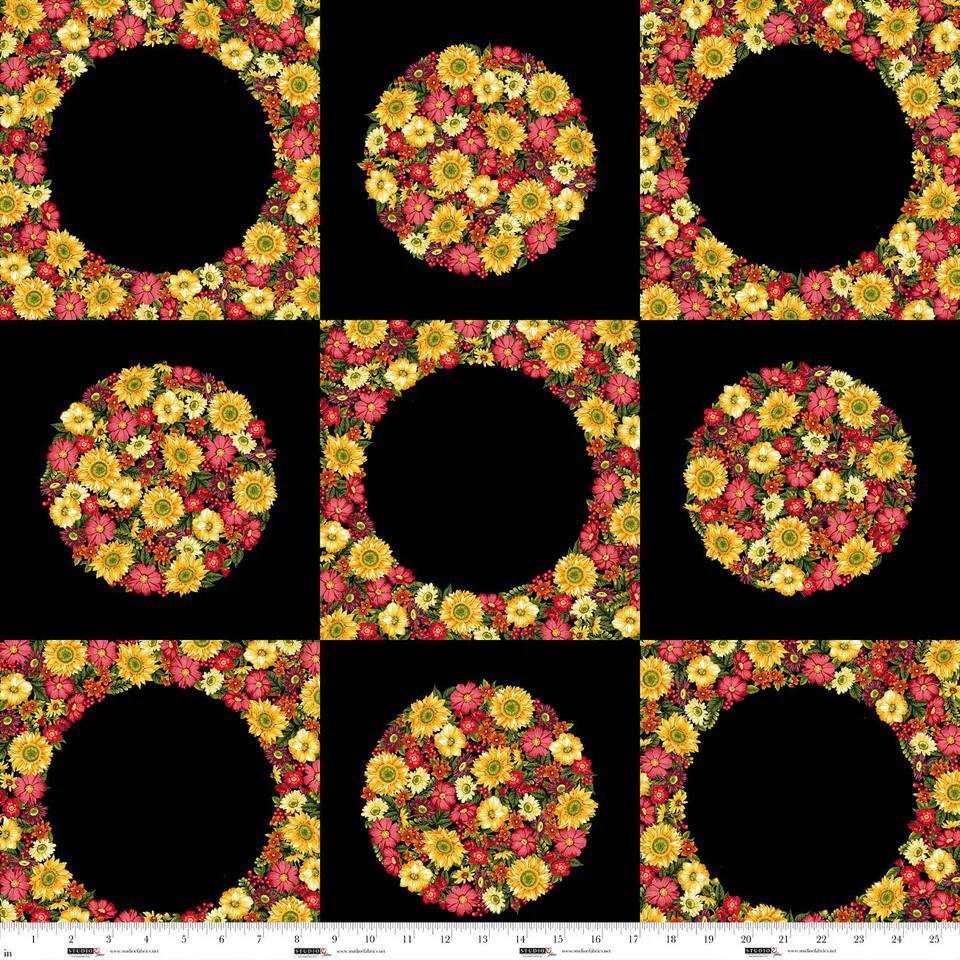 Studio E Dots & Holes 8364P 99 Black Harvest 26" PANEL By The PANEL (not strictly by the yard)