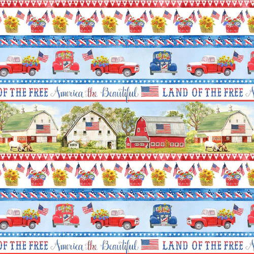 Studio E Liberty Barn 8189 71 Multi Border Stripe By The Yard