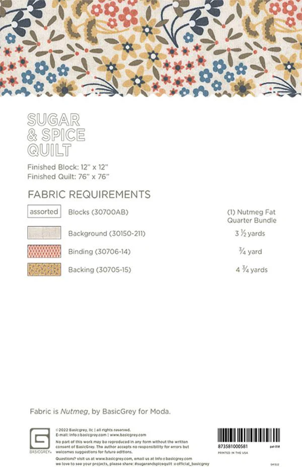 SUGAR & SPICE - BASICGREY Quilt Pattern 058 DIGITAL DOWNLOAD - Image 2