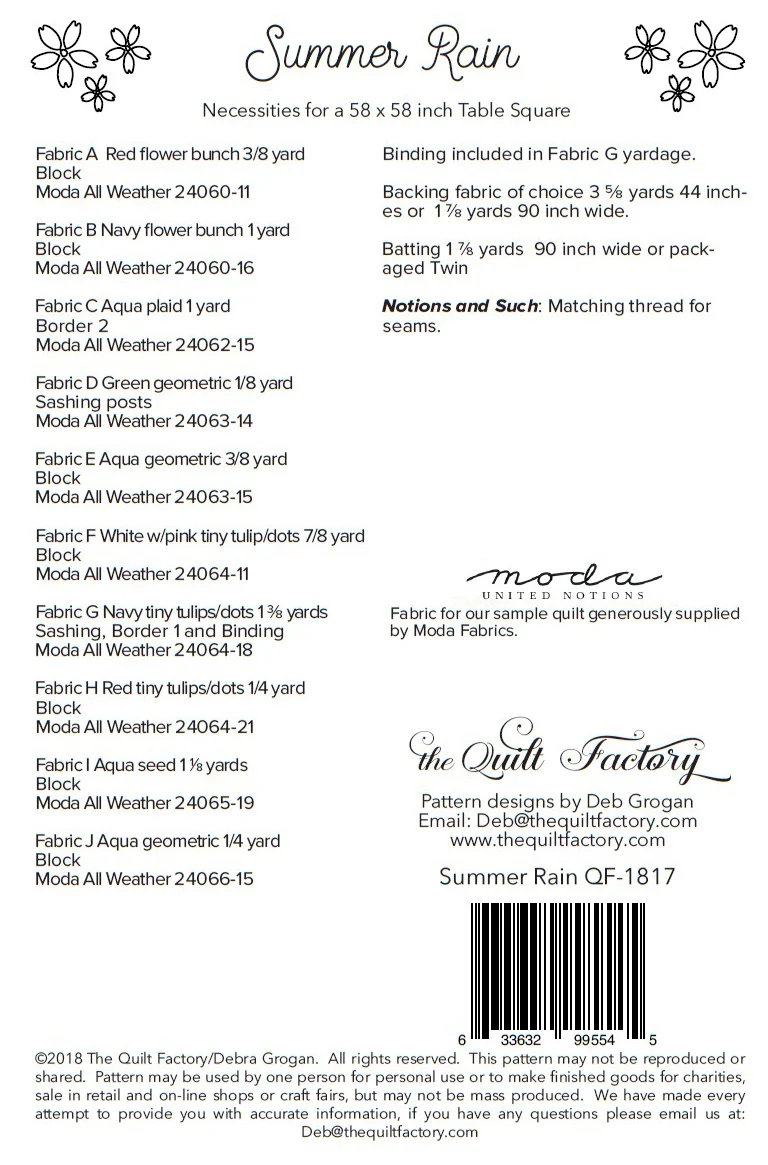 SUMMER RAIN - The Quilt Factory Pattern QF-1817 - Image 2