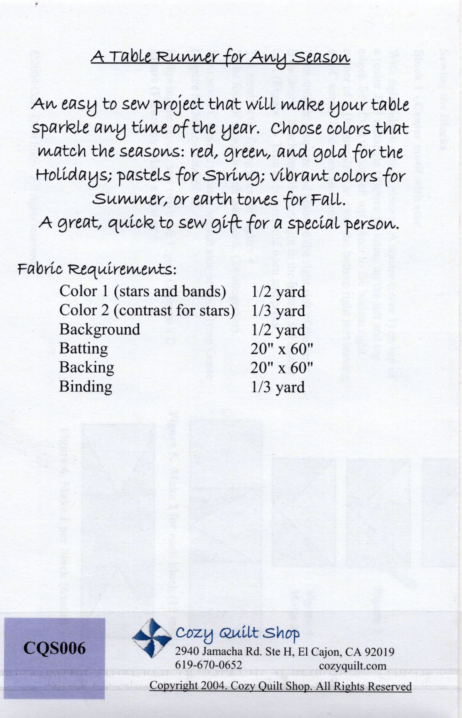 TABLE RUNNER - Cozy Quilt Designs Pattern DIGITAL DOWNLOAD - Image 2