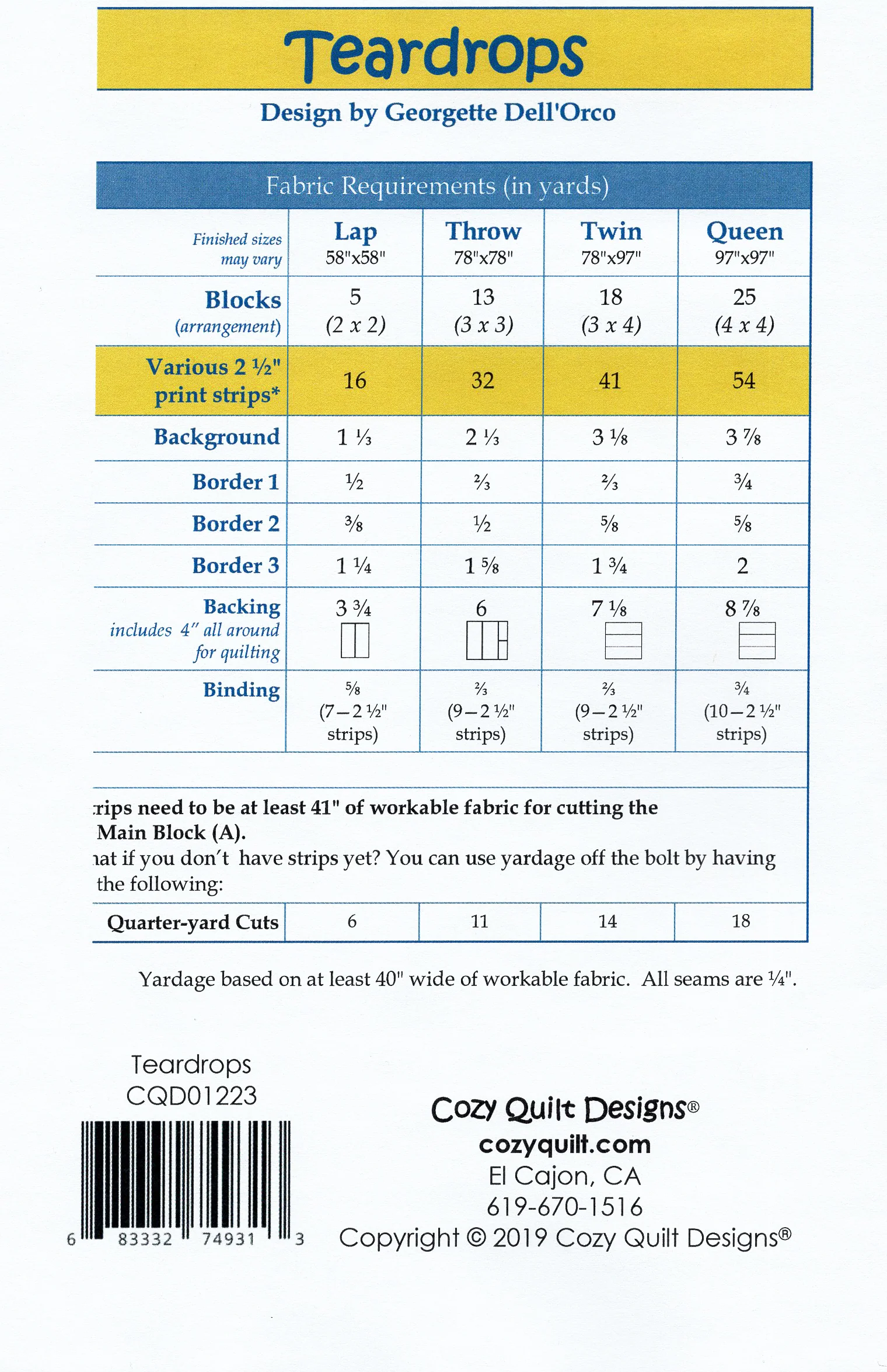 TEARDROPS - Cozy Quilt Designs Pattern - Image 2