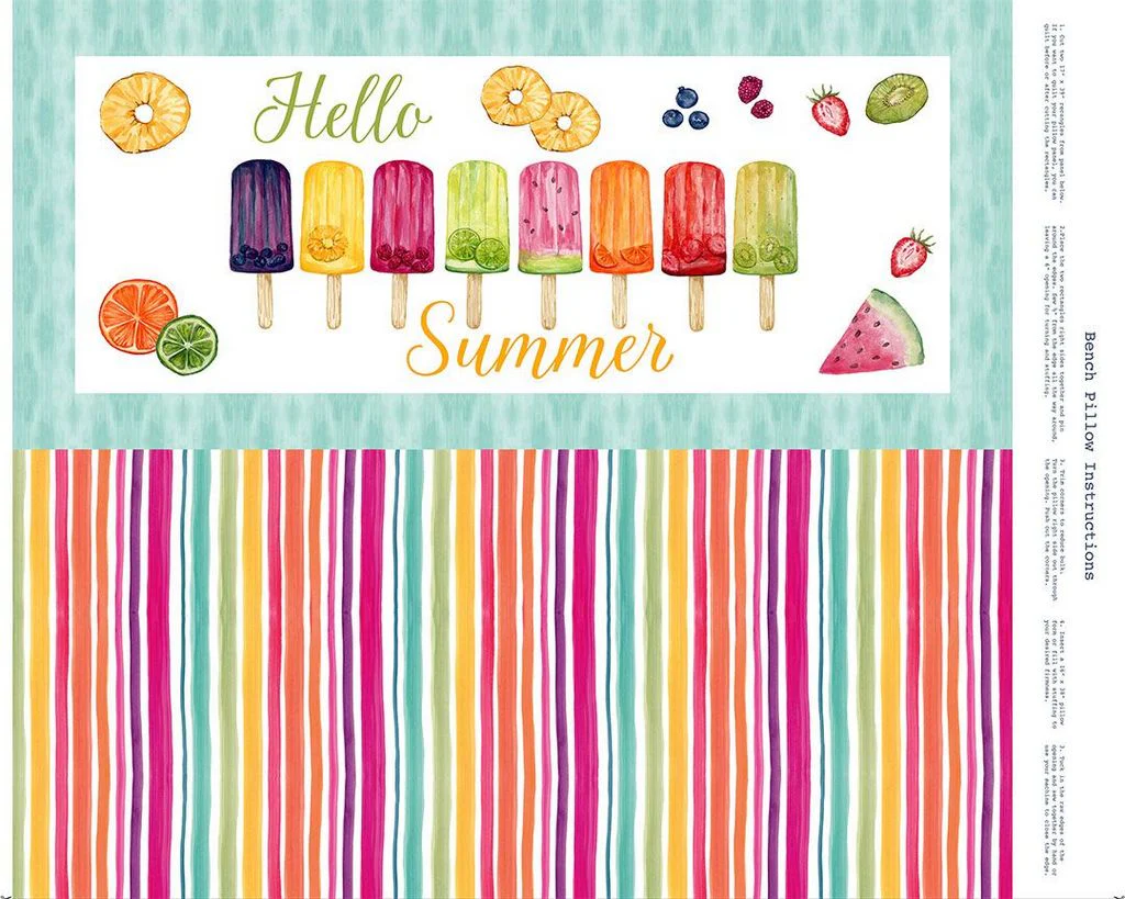 Timeless Treasures Fruity Popsicles CD4290 Multi Hello Summer 36" PANEL By The PANEL (Not Strictly By The Yard)