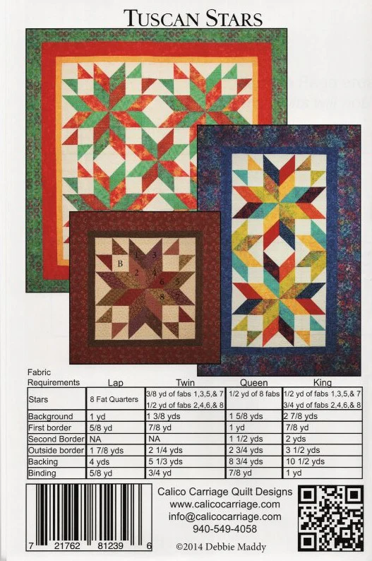 TUSCAN STARS - Calico Carriage Quilt Designs Pattern CCQD156 DIGITAL DOWNLOAD - Image 3