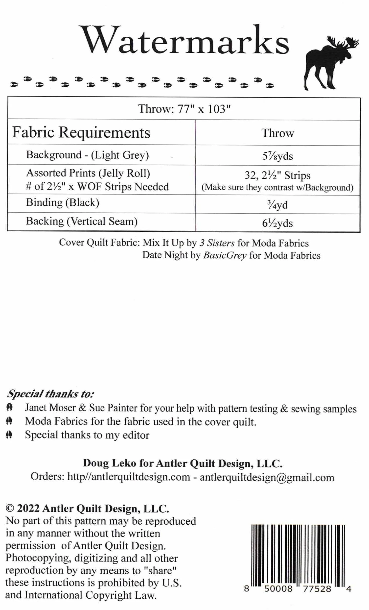 WATERMARKS - Antler Quilt Design's Quilt Pattern 0290 DIGITAL DOWNLOAD - Image 2
