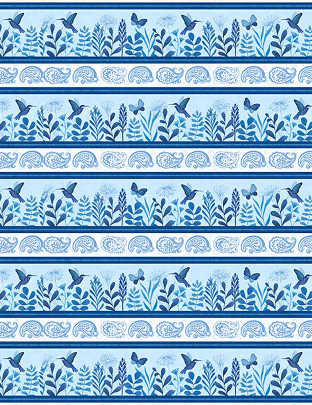 Wilmington Blissful Blues 49351 414 Multi Repeating Stripe By The Yard