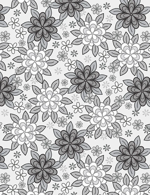 Wilmington Cottage Reverie 48552 910 Light Gray Packed  Florals By The Yard