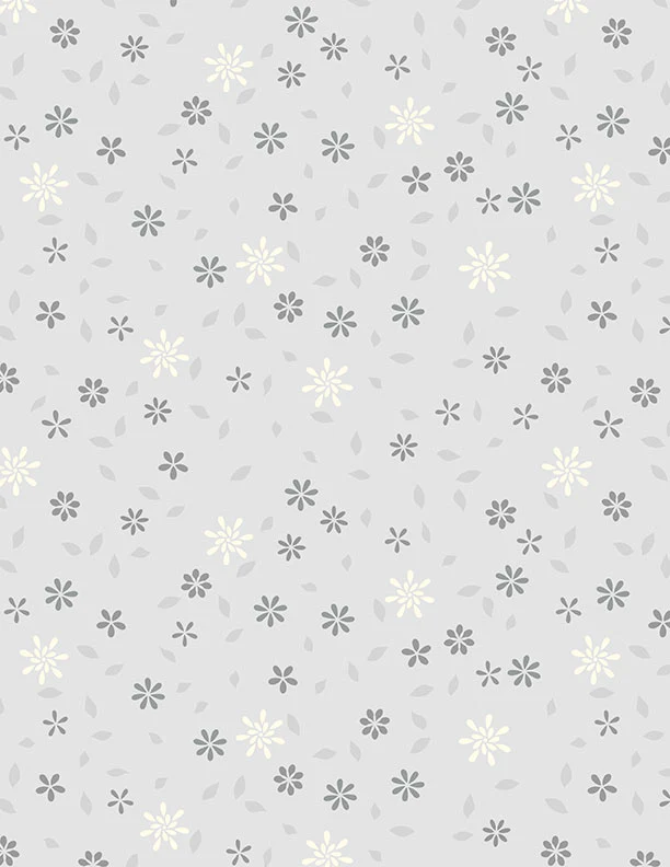Wilmington Cottage Reverie 48554 919 Light Gray Flowers & Petals By The Yard