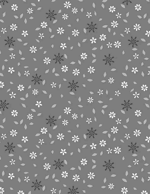Wilmington Cottage Reverie 48554 991 Dark Gray Flowers & Petals By The Yard