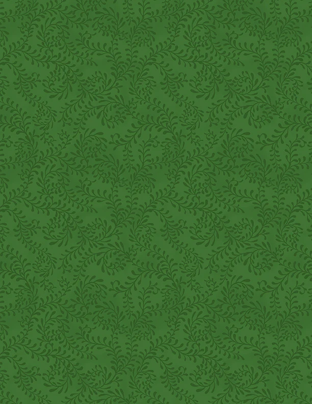 Wilmington Essentials 27650 779 Forest Green Swirling Leaves By The Yard