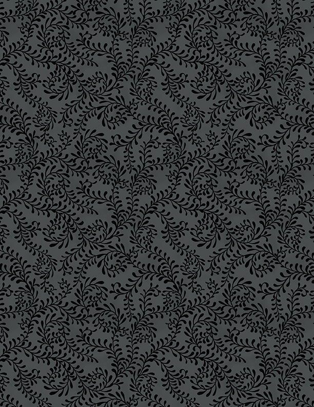 Wilmington Essentials 27650 999 Black Swirling Leaves By The Yard