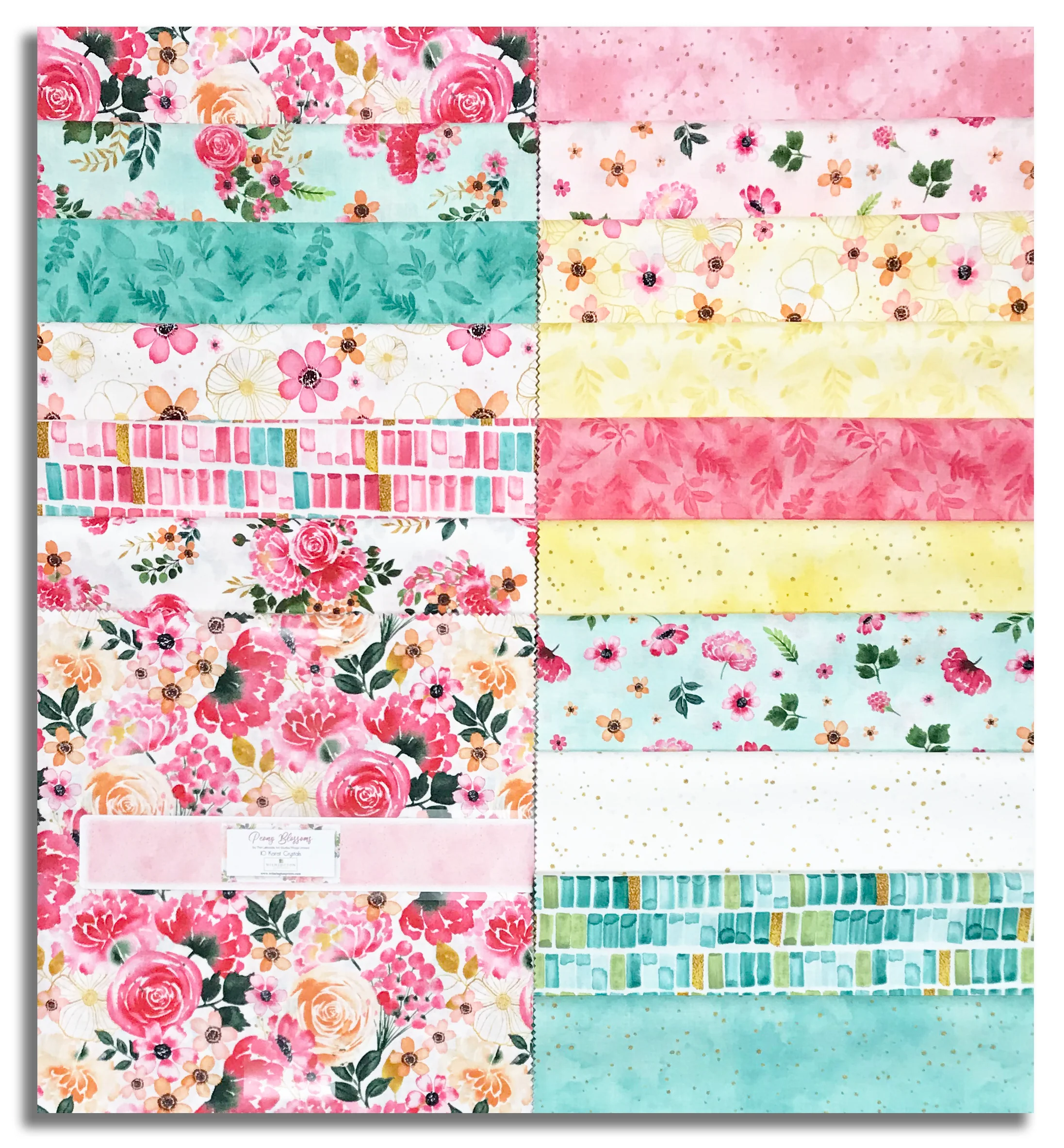 Wilmington Pre-Cut 42 Piece 10 Karat 10" Squares 518-887-518 - Peony Blossoms
