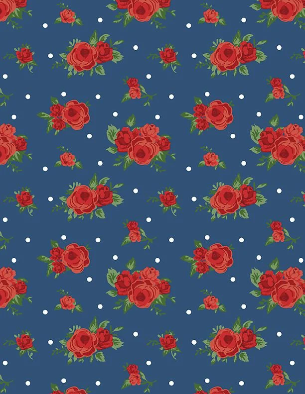 Wilmington Summertime Daydream 40048 413 Navy Bouquets All Over By The Yard