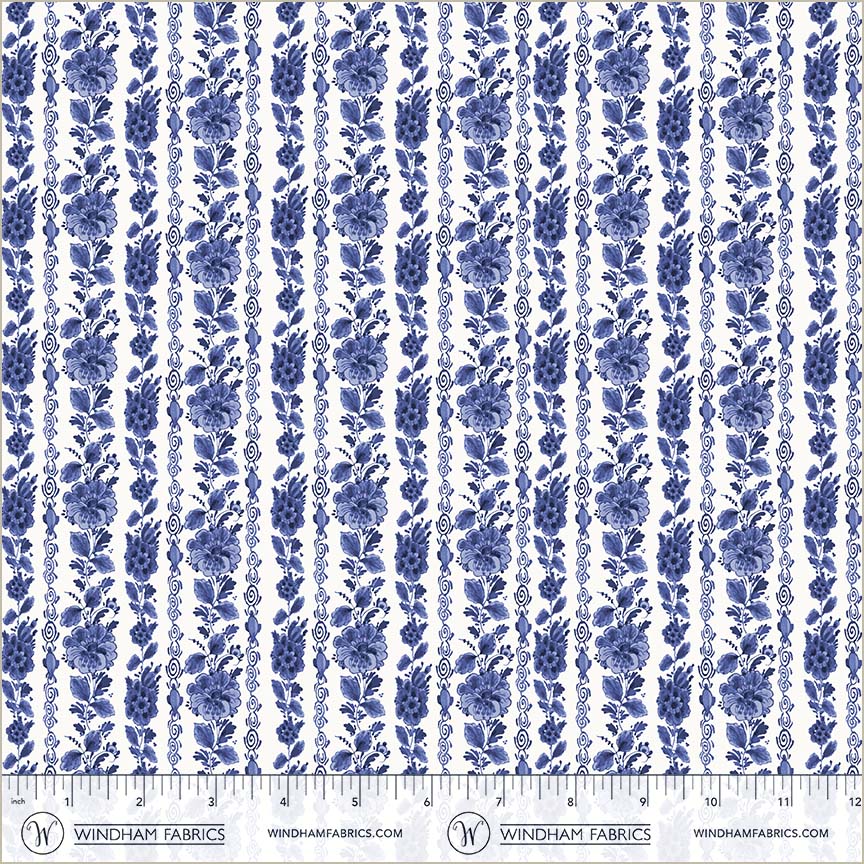 Windham China Blue 54937 1 White Garden Rows By The Yard