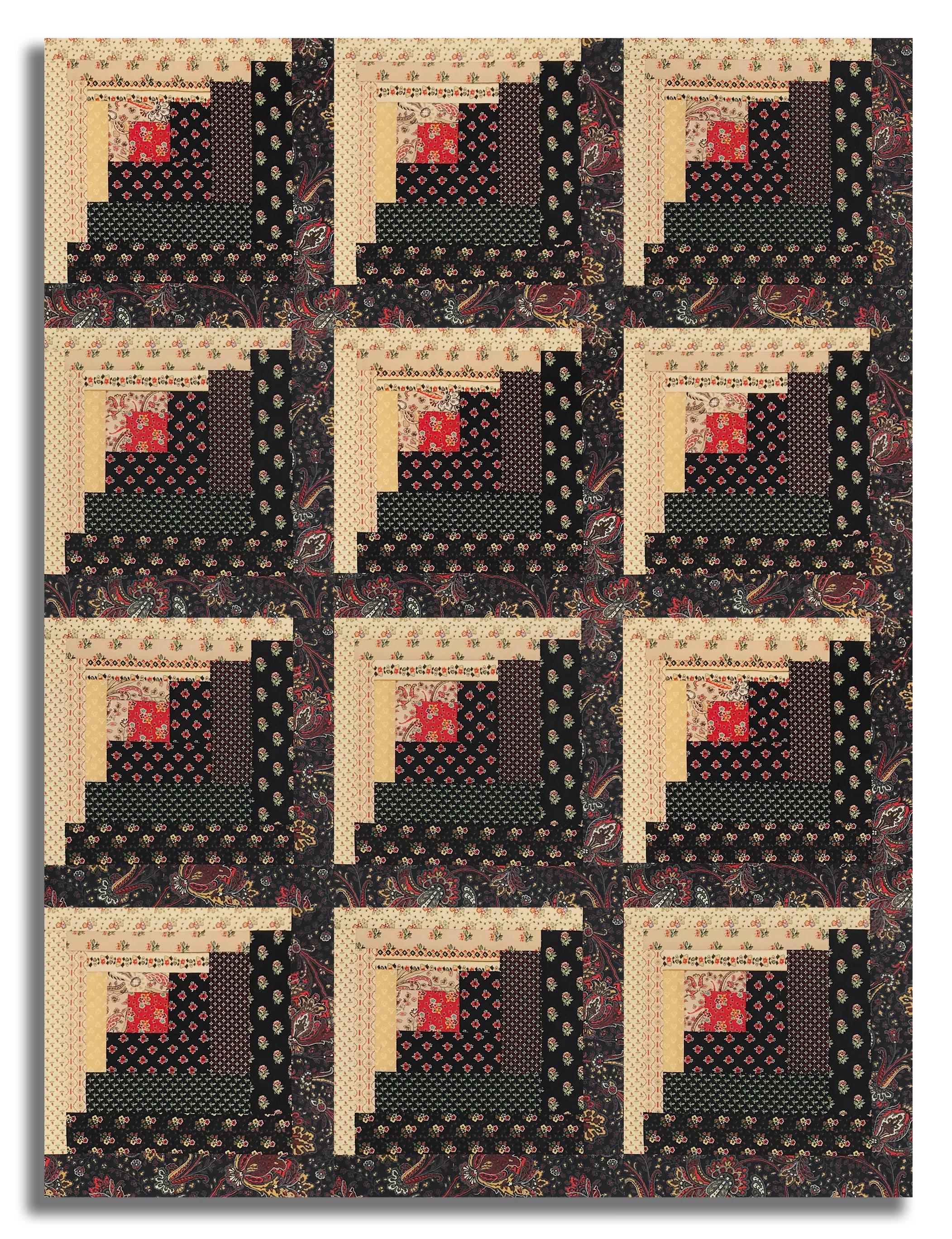 Windham Circa: Turkey Red Pre-Cut Curvy Log Cabin Quilt Kit - Black & Cream - Image 3