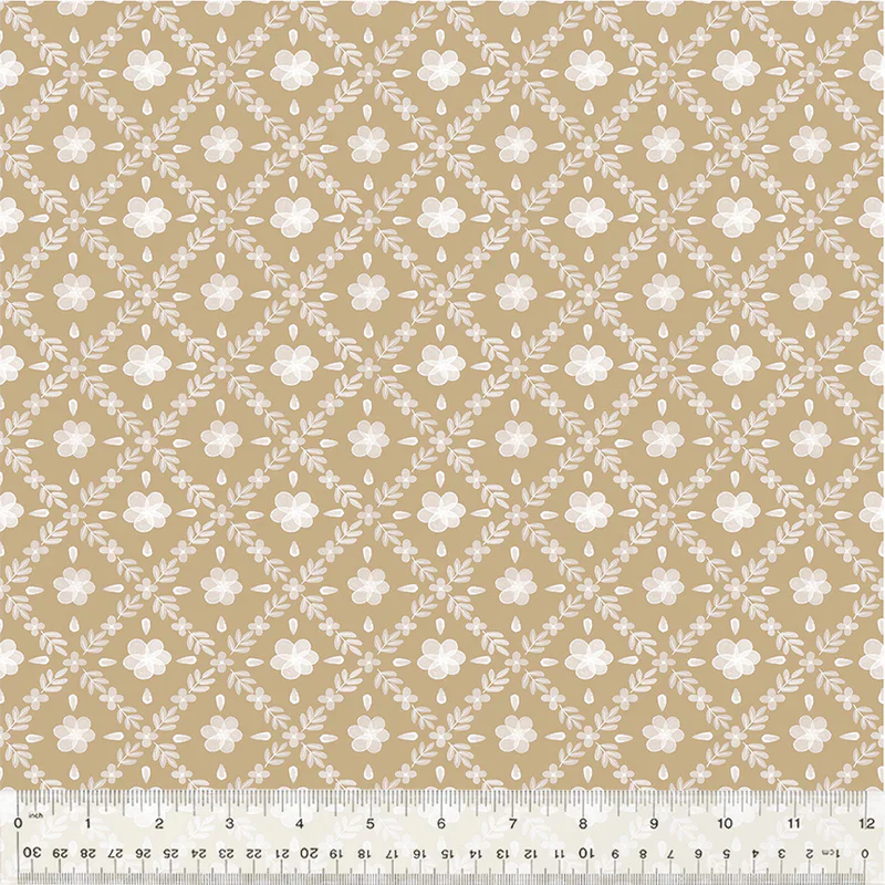Windham Petal And Purr 54591 2 Taupe Garden Lattice By The Yard