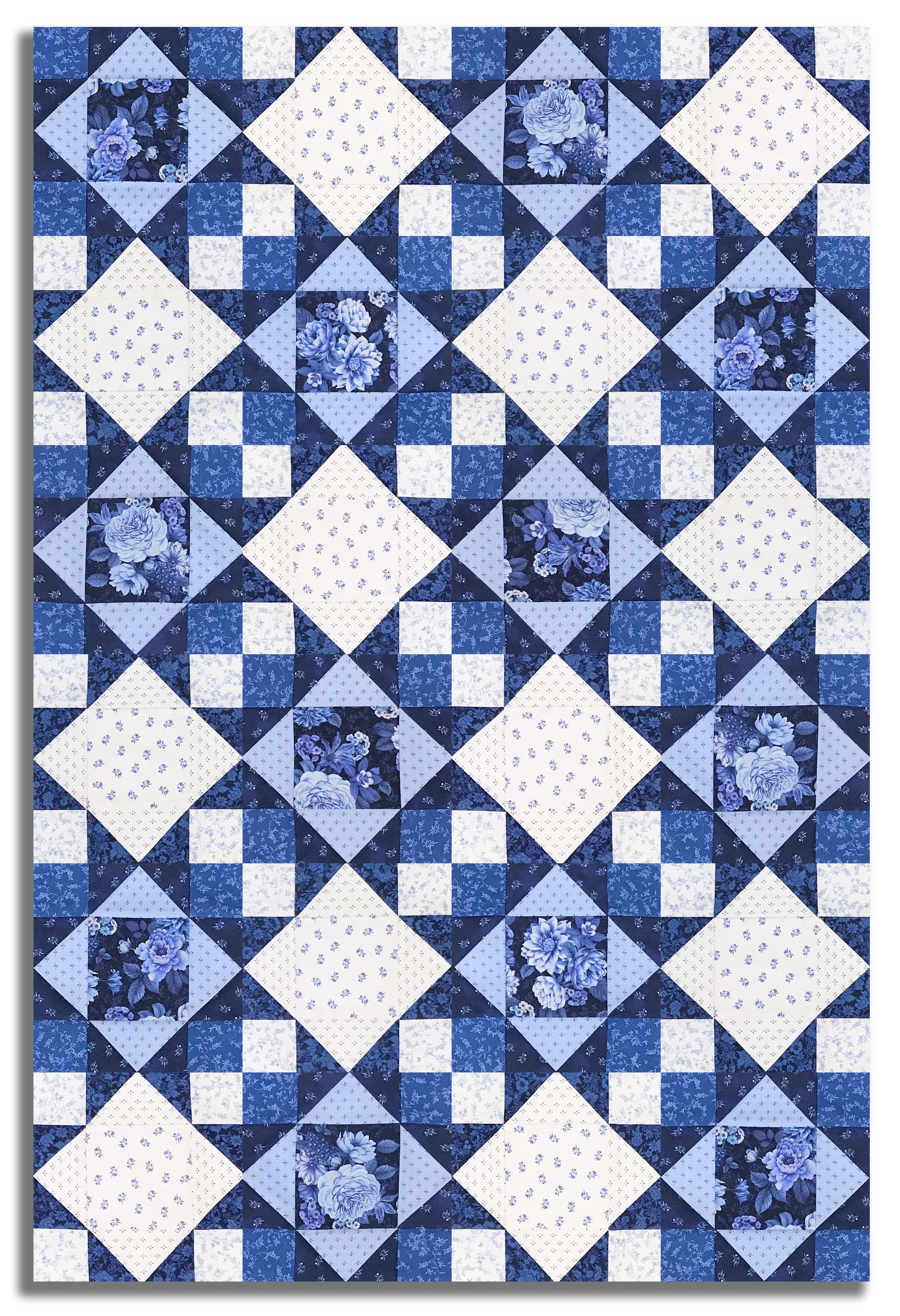 Windham Pre-Cut 12 Block King's Crown Quilt Kit - China Blue - Image 4