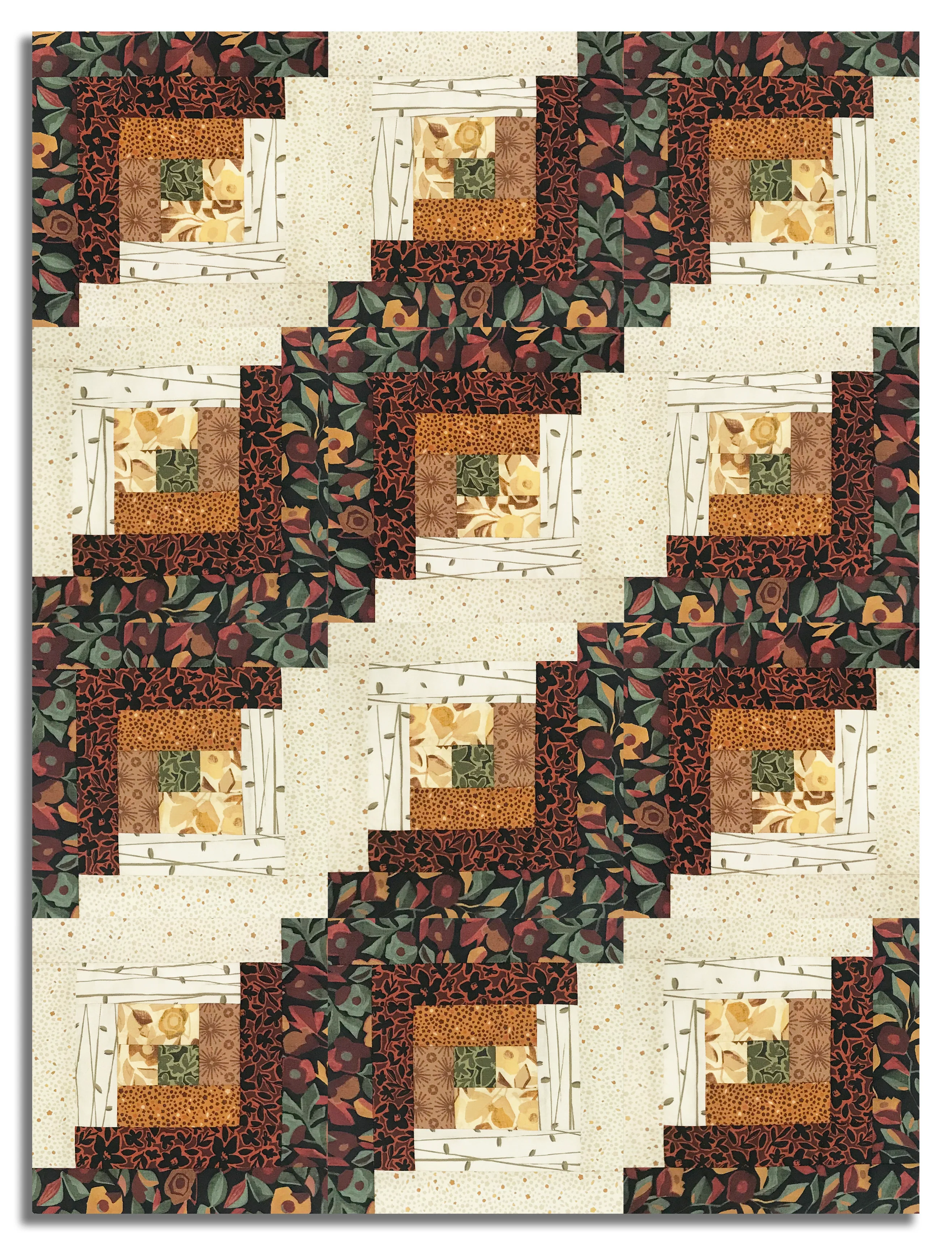 Windham Pre-Cut 12 Block Log Cabin Quilt Kit - Gleaned - Brun - Image 3