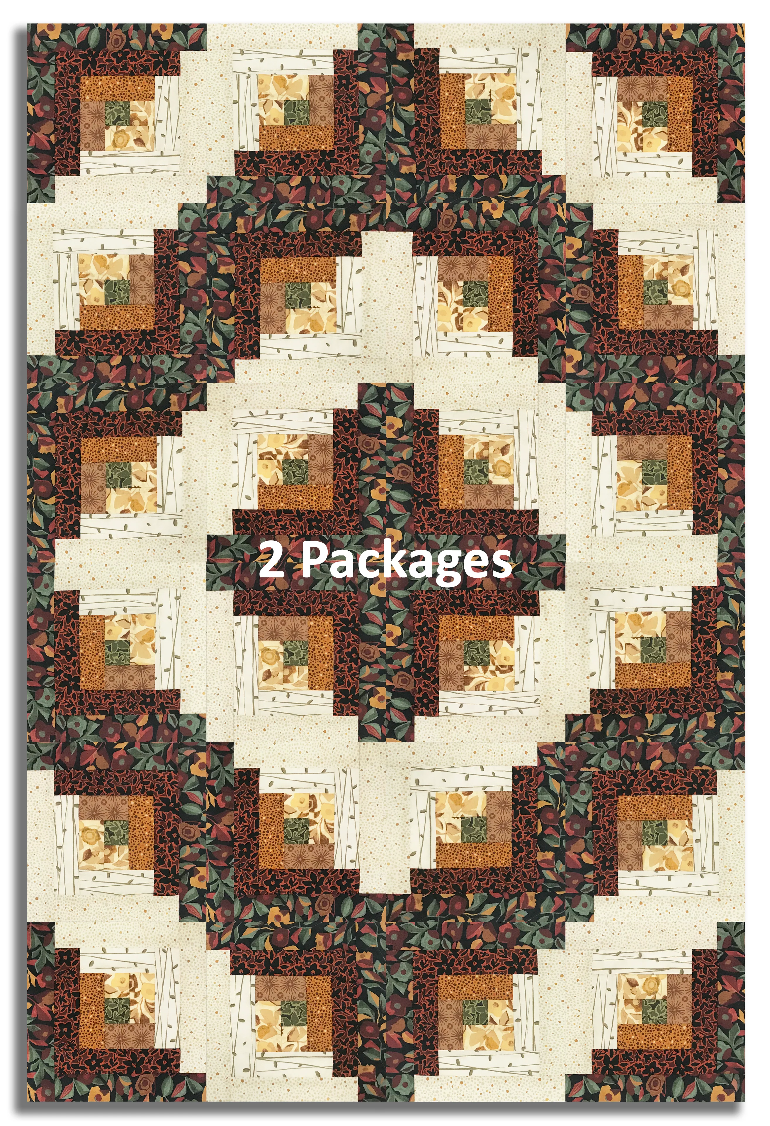 Windham Pre-Cut 12 Block Log Cabin Quilt Kit - Gleaned - Brun - Image 4