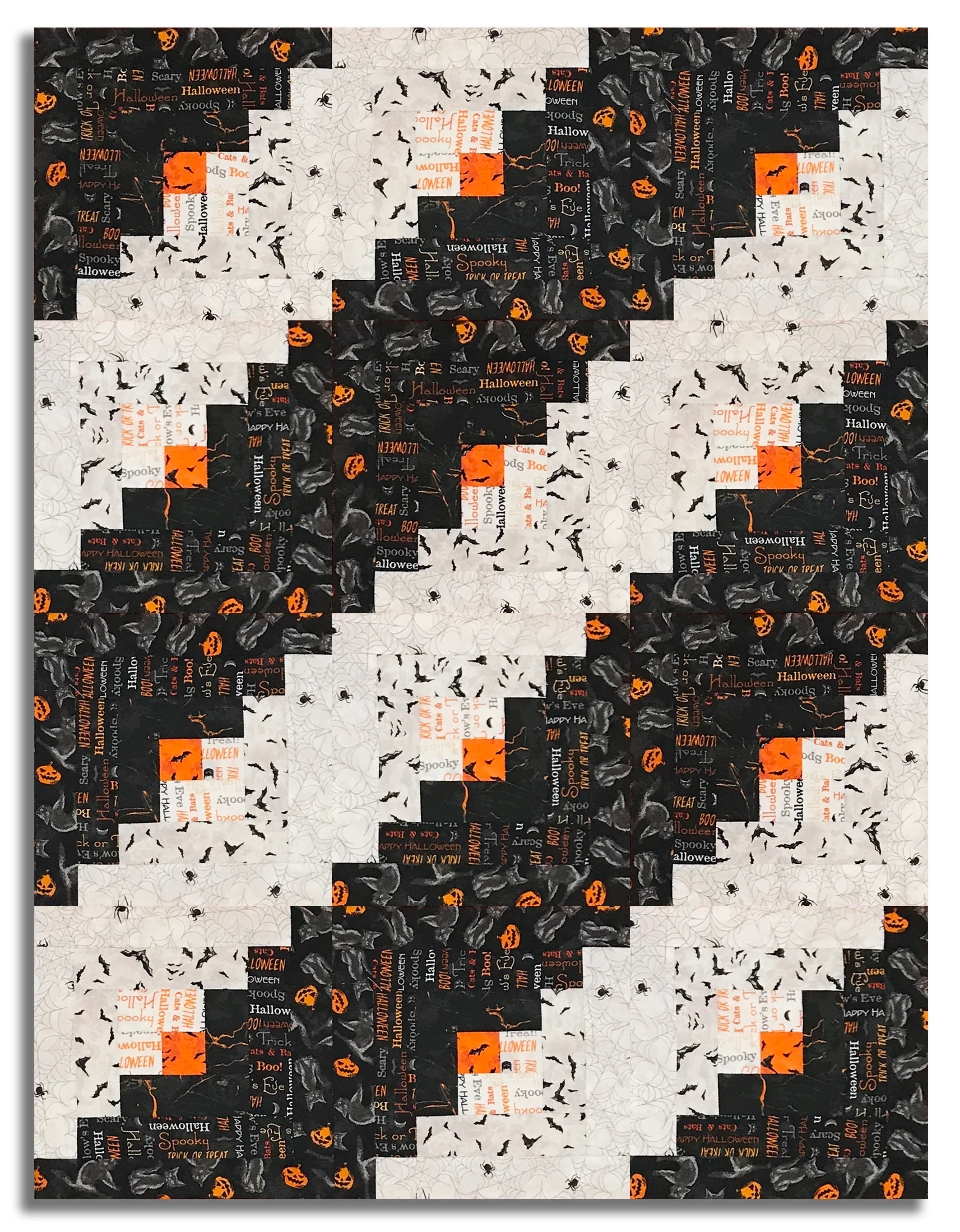 Windham Pre-Cut 12 Block Log Cabin Quilt Kit - Hallow's Eve - Black - Image 3