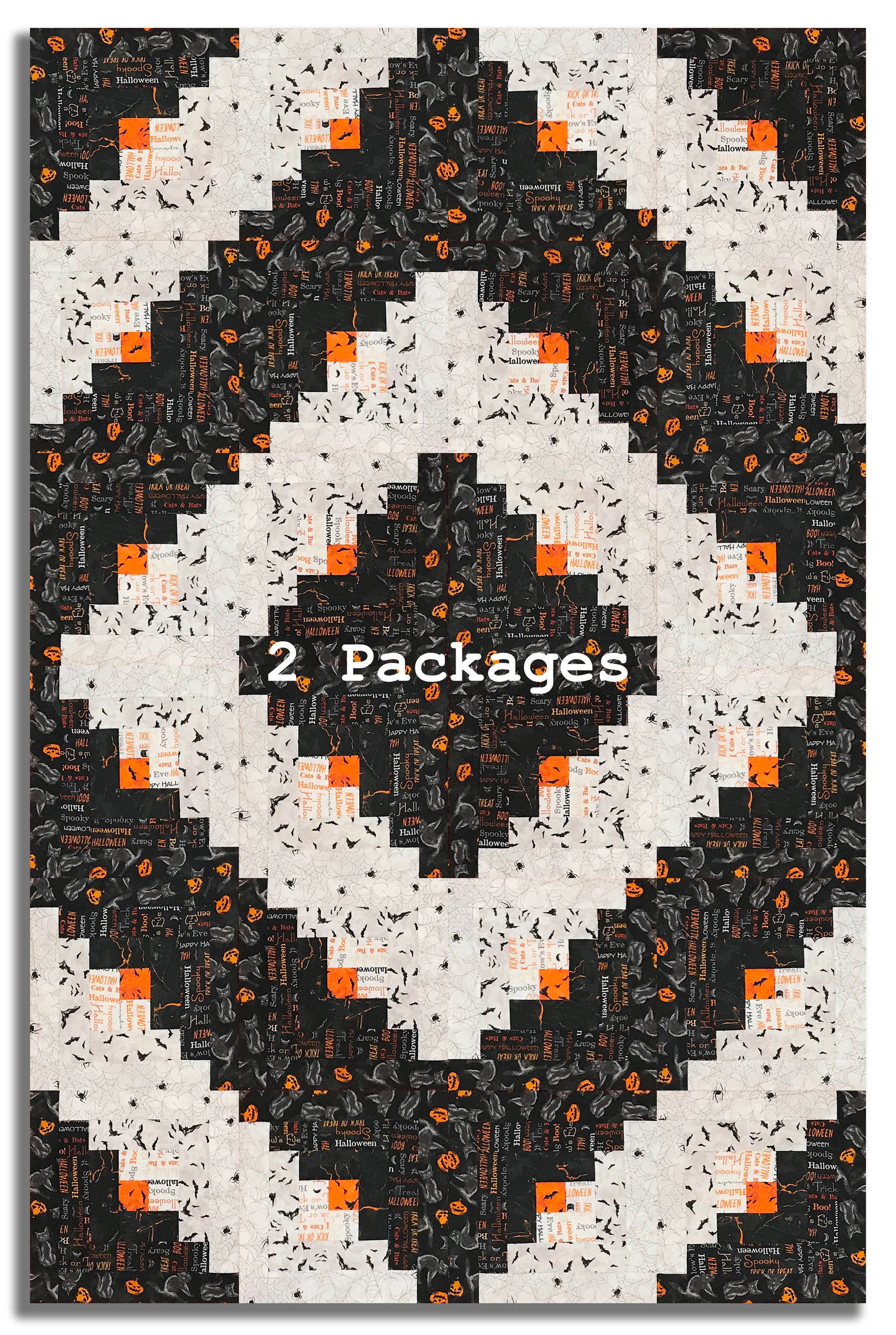 Windham Pre-Cut 12 Block Log Cabin Quilt Kit - Hallow's Eve - Black - Image 4