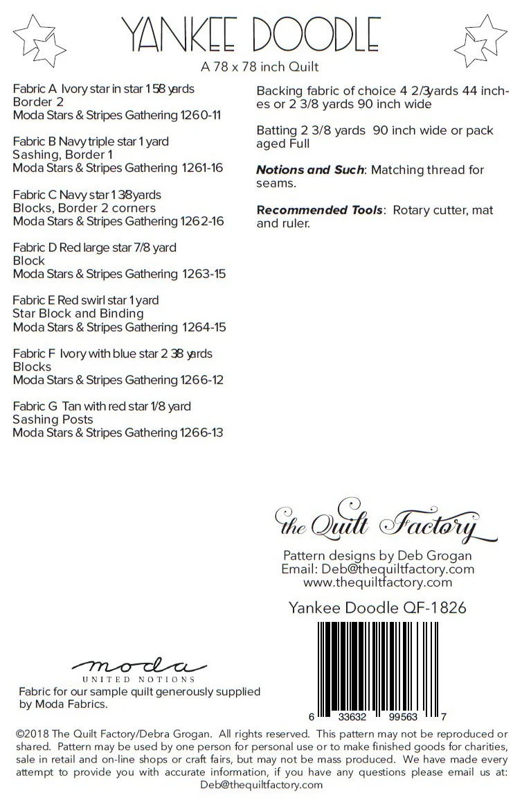 YANKEE DOODLE - The Quilt Factory Pattern QF-1826 - Image 2